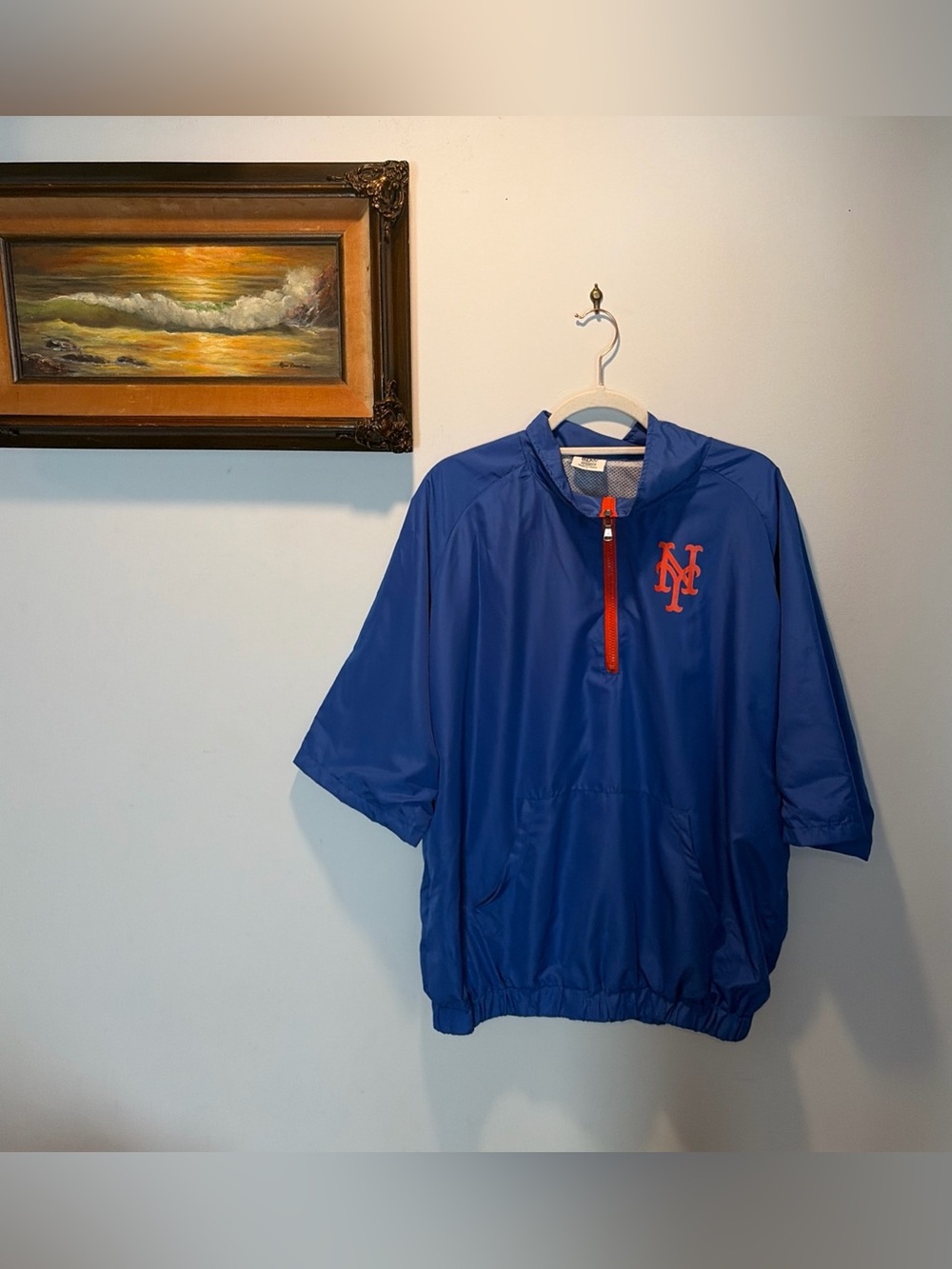 New York Mets Baseball NY Pullover Vintage Windbreaker Large LGM MLB